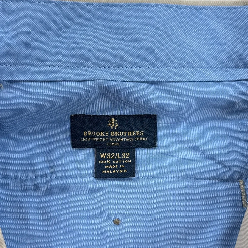 Brooks Brothers Mens Chino Pants 32x32 Khaki Clark Flat Front Business Casual